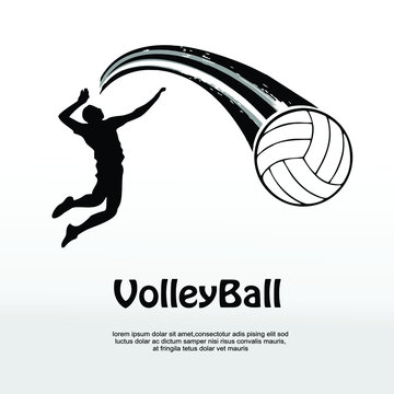 Jumping smash volley ball logo design template Vector Image