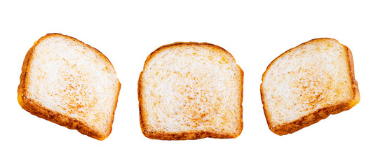 Toasted bread isolated. Different angle. white background.