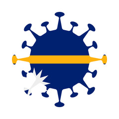 Flag of Nauru in virus shape. Country sign. Vector illustration.