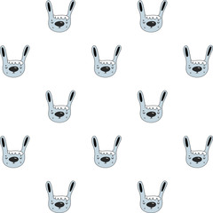 Cute rabbit seamless pattern. Vector illustration of animals in cartoon style on a white background.For children s clothing, fabrics, packaging paper design, Wallpaper