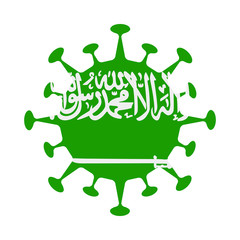 Saudi Arabia flag shaped as coronavirus. Vector illustration.