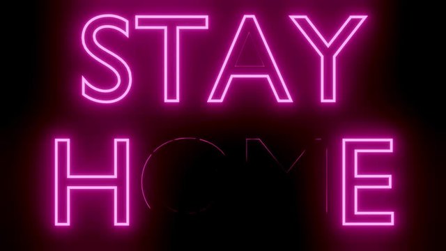 Stay at Home Glowing Neon Signs Style text message Symbol 3d rendering