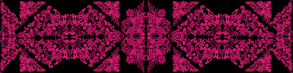 Fototapeta na wymiar symmetrical pink abstract decorated long stripe