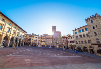 Fototapeta na wymiar Arezzo (Italy) - The Etruscan and Renaissance city of Tuscany region. Here the historical center.