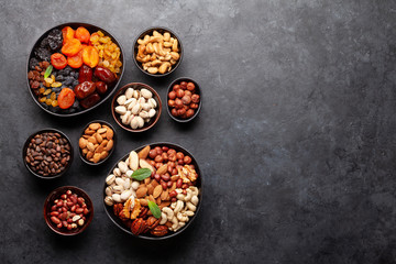 Various dried fruits and nuts