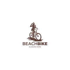beach bike female silhouette vector illustrations