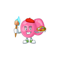 Artistic Artist of streptococcus pyogenes cartoon character painting with a brush