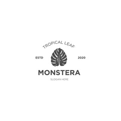 Monstera tropical logo silhouette