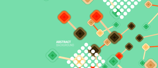 Abstract square dot connections, flat style multicolored geometric background for Wallpaper, Banner, Background, Card, Book Illustration, landing page or poster design