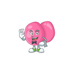 A streptococcus pyogenes waiter cartoon character ready to serve