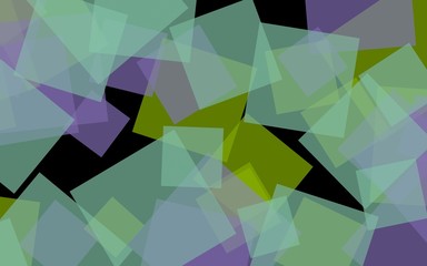 Multicolored translucent squares on dark background. 3D illustration