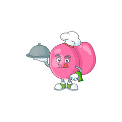 A streptococcus pyogenes chef cartoon design with hat and tray