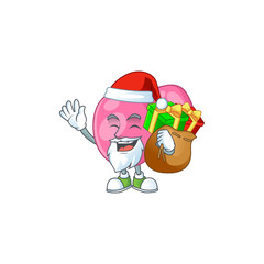 Santa streptococcus pyogenes Cartoon character design with sacks of gifts