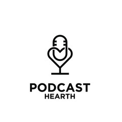 podcast love hearth shape logo icon design vector