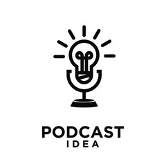 podcast idea bulb logo icon design vector