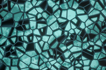 Broken pieces of stained glass background, 3d rendering.