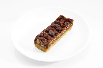 Cereal granola bar with nuts isolated,