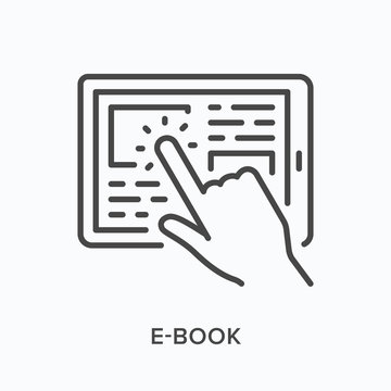 E-book line icon. Vector outline illustration of education tablet. Digital reader pictogram