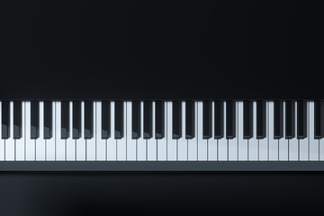 Piano keys with dark background, 3d rendering.