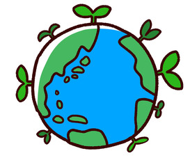 手書き風　地球と自然　植物