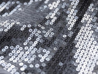 silver sequins on fabric 
