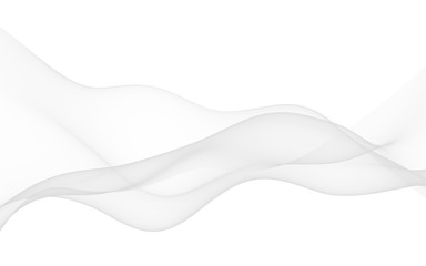 White abstract background. Fluttering white scarf. Waving on wind white fabric. 3D illustration