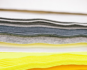 Bundle of colored fabric. (Texture, lines, pattern, composition, handmade)