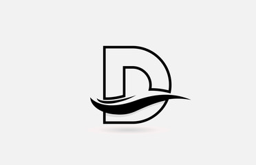 Obraz premium D black and white alphabet letter logo icon for business and company with simple line design