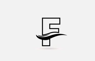 F black and white alphabet letter logo icon for business and company with simple line design