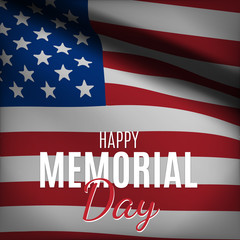 Happy Memorial Day with USA flag. Vector illustration.
