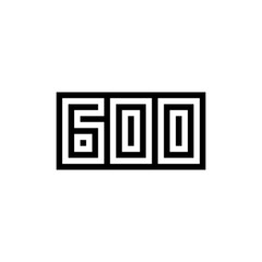 Number 600 icon design with black and white background