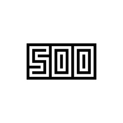Number 500 icon design with black and white background