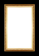 Golden photo frame with black background