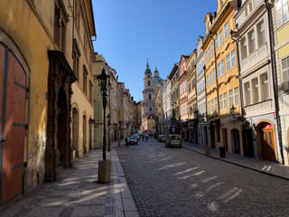 Fototapeta na wymiar Medieval European Streets that are deserted due to Coronavirus quarantine