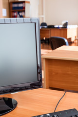 Empty office space due company liquidation, inoperative off line computers, nobody