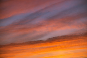 Amazing cloudscape on the sky at sunset time.