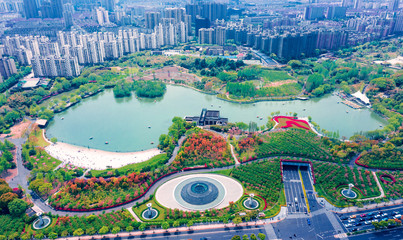 Aerial photos of Daning Lingshi Park, Shanghai, China