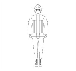 female firefighter. illustration for web and mobile design.
