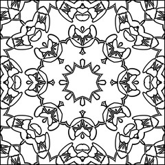 Obraz premium Simple coloring page for kids and adults. Relax black and white ornament. Meditative drawing coloring book. Kaleidoscope template for design work.