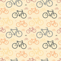 A lot of classic bicycles, vintage seamless pattern