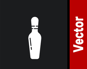 White Bowling pin icon isolated on black background. Vector Illustration