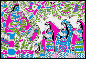 Vintage Madhubani Paint Frame Design