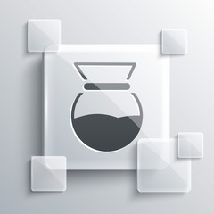 Grey Chemex icon isolated on grey background. Alternative methods of brewing coffee. Coffee culture. Square glass panels. Vector Illustration