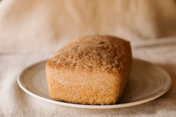 Rustic homemade baked bread. Organic and healthy gluten free bread .	