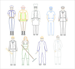 kit of illustrations of women in different jobs. illustration for web and mobile design.