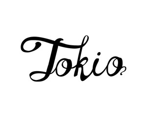 Tokio. Word of calligraphic letters