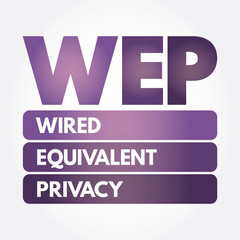 WEP - Wired Equivalent Privacy acronym, technology concept background