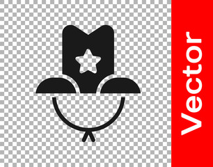 Black Western cowboy hat icon isolated on transparent background. Vector Illustration