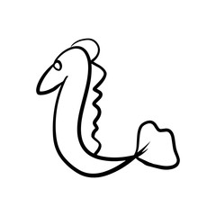 Shrimp cartoon, hand drawn, doodle. Isolated on a white background for packaging child design, print on fabric, postcard, notebook, wallpaper. Marine sea horse kids drawing vector.