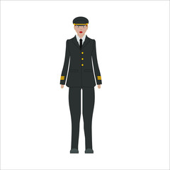female airplane pilot. illustration for web and mobile design.